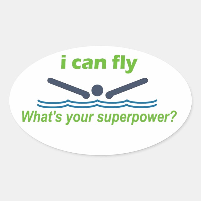 Sticker Ovale Grand cadeau pour la nageuse de course de papillon (Devant)