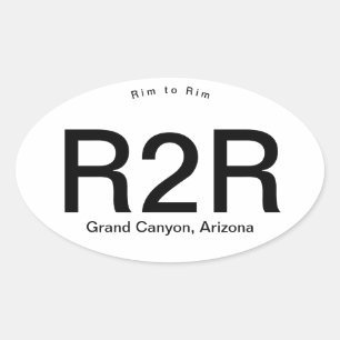 Sticker Ovale Grand Canyon Rim to Rim - Run, Randonnée, Crawl!