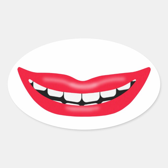 Sticker Ovale Grande bouche souriante heureuse (Devant)