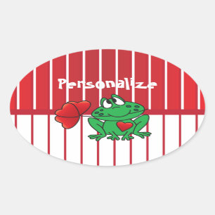 Sticker Ovale Grenouille d'amour de jour de Valentines