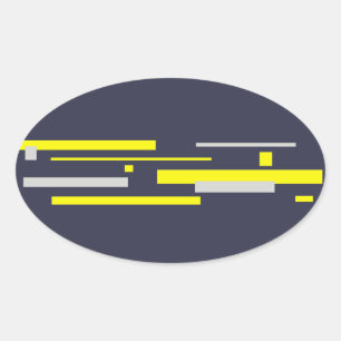 Sticker Ovale Gris Jaune Blocs Art Abstrait