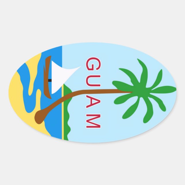 Sticker Ovale GUAM - emblème/drapeau/armoiries/symbole (Devant)