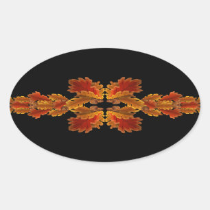 Sticker Ovale Guirlandes de chêne d'automne