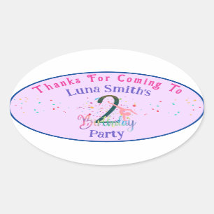 Sticker Ovale Gymnaste mignonne anniversaire de enfant fête cart