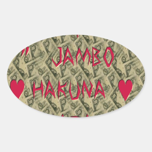 Sticker Ovale Hakuna Matata Talk Argent Art Design (Devant)