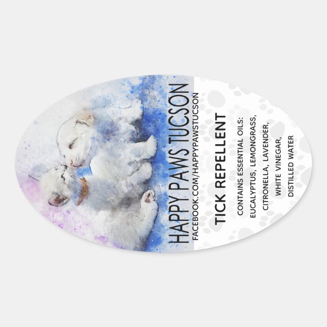 Sticker Ovale Happy Paws Oval (Devant)