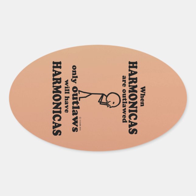 Sticker Ovale Harmonicas interdit l'autocollant ovale (Devant)