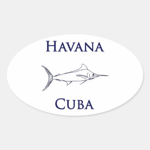 Sticker Ovale Havana Cuba Blue Marlin