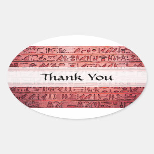 Sticker Ovale Hiéroglyphes égyptiens anciens Rouge