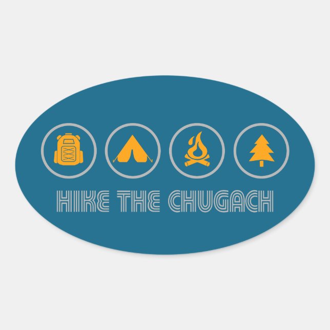 Sticker Ovale Hike The Chugach Mountains Alaska (Devant)