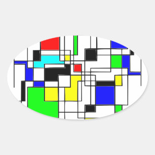 Sticker Ovale Hommage Random Carré À Mondrian
