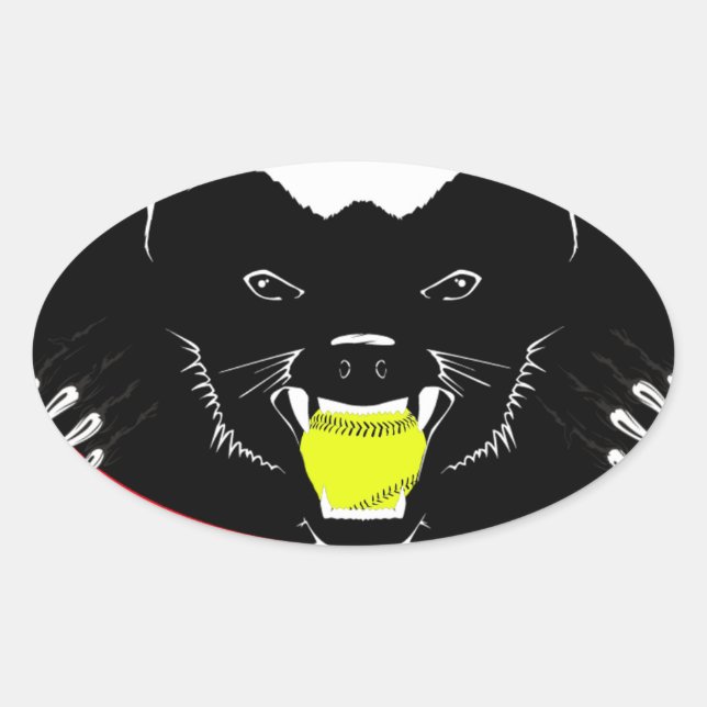 Sticker Ovale Honey Badger Softball (Devant)