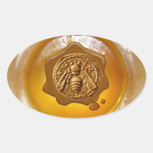 STICKER OVALE HONEY BEE, BEEKEEPER BEEKEEPER SCEAU BROWN DE CIRE