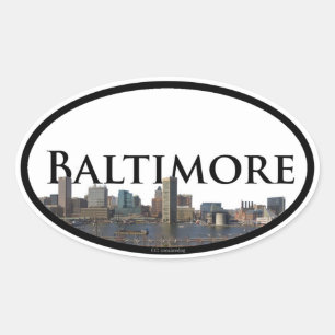 Sticker Ovale Horizon de Baltimore avec Baltimore dans le ciel