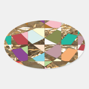 Sticker Ovale Huile d'or couleur Abstraite