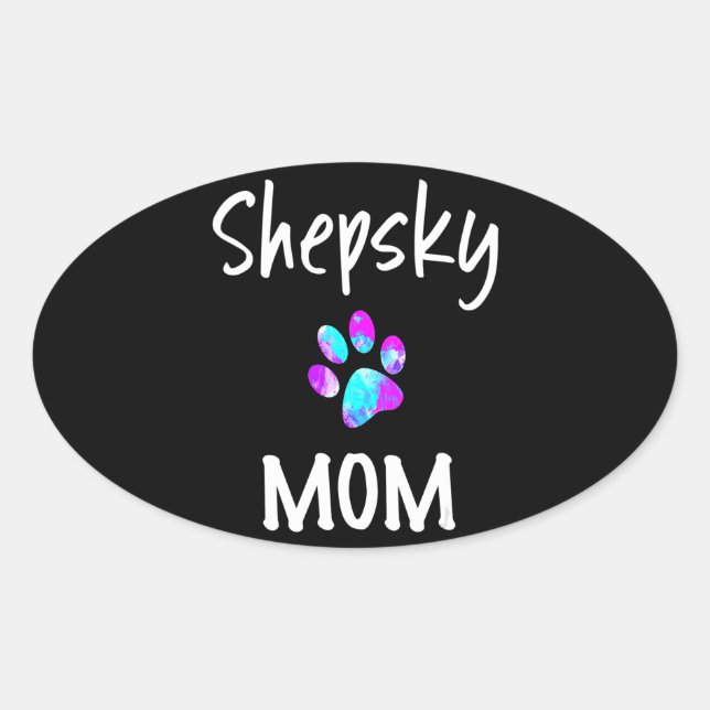 Sticker Ovale Husky | Shepsky Mom German Shepherd Husky Mix Chie (Devant)