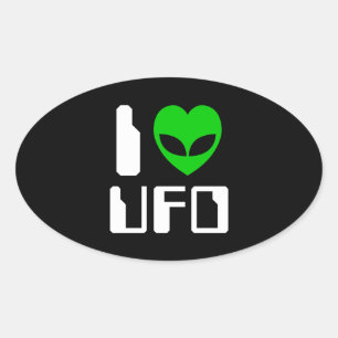 Sticker Ovale I Alien Heart UFO