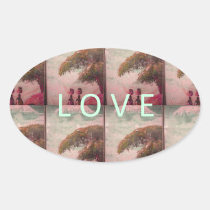 Sticker Ovale I Love Africa - Motif du paysage culturel