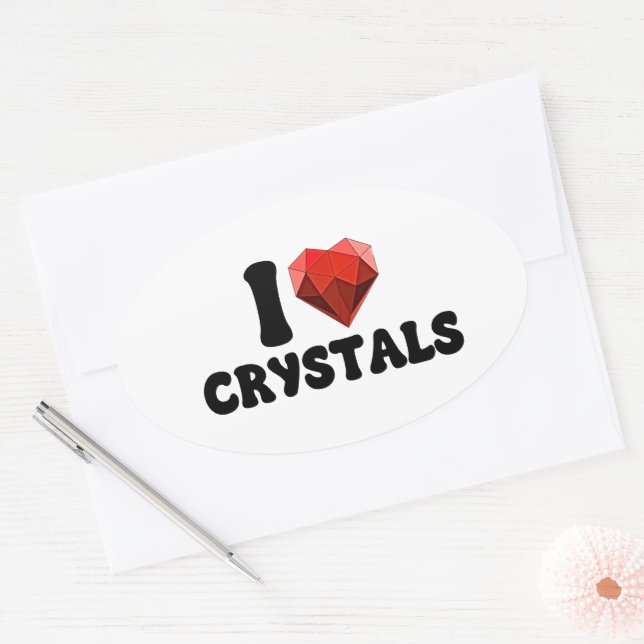 Sticker Ovale I Love Heart Crystals Singles Valentine's Gift (Enveloppe)