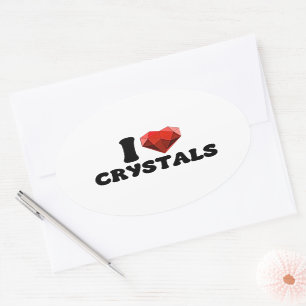 Sticker Ovale I Love Heart Crystals Singles Valentine's Gift