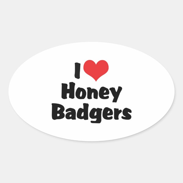 Sticker Ovale I Love Heart Honey Badgers (Devant)