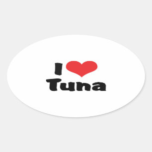 Sticker Ovale I Love Heart Tuna
