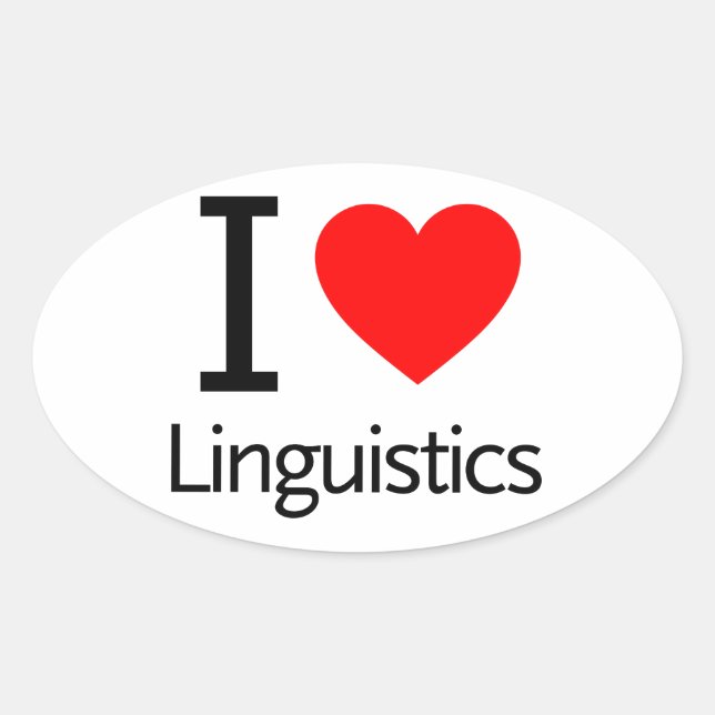 Sticker Ovale I Love Linguistique (Devant)