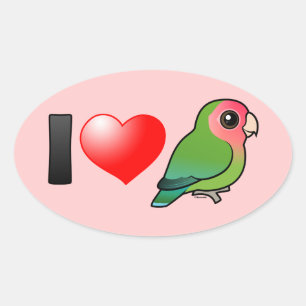 Sticker Ovale I Love Peach Face Lovebirds