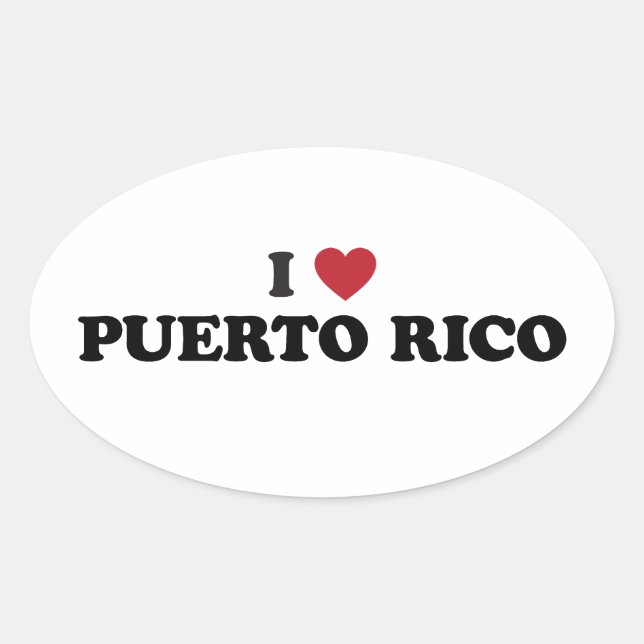 Sticker Ovale I Love Puetro Rico (Devant)