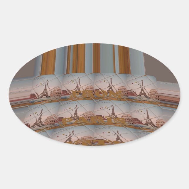 Sticker Ovale I Love Tour Eiffel Paris Avec amour bleu ciel colo (Devant)