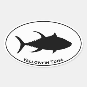 Sticker Ovale Icône de thon jaune