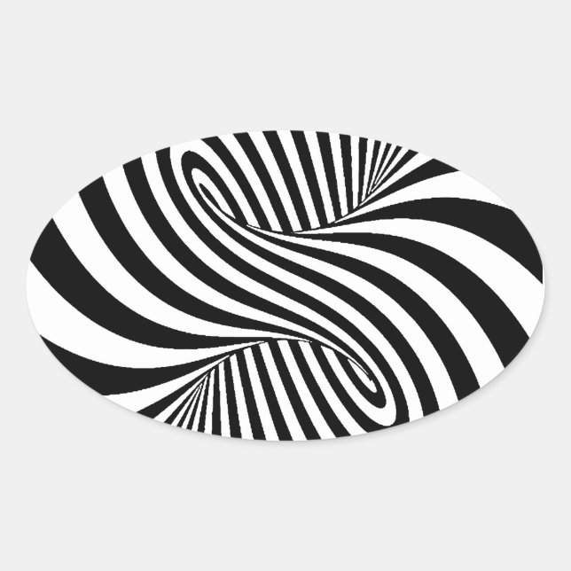 STICKER OVALE ILLUSION OPTIQUE DE BLACK WHITE ZEBRA SWIRLS (Devant)