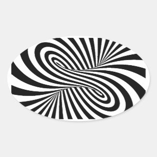 STICKER OVALE ILLUSION OPTIQUE DE BLACK WHITE ZEBRA SWIRLS