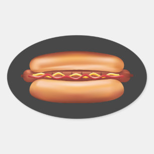 Sticker Ovale Illustration de fast-food de hot dog
