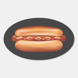 Sticker Ovale Illustration de Hot Dog Fast Food