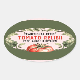 Sticker Ovale Illustration de style vintage Tomato Relish