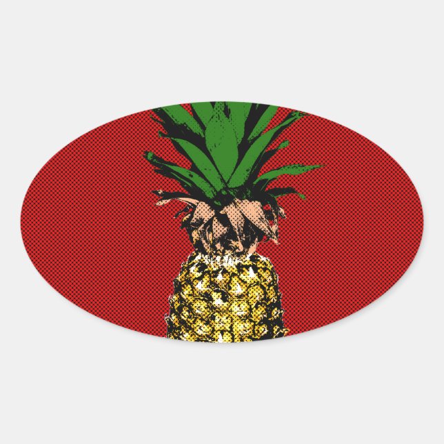Sticker Ovale Image Newsprint ananas (Devant)