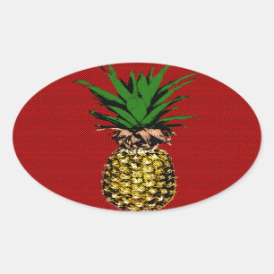 Sticker Ovale Image Newsprint ananas