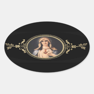 Sticker Ovale Immaculée et coeur triste de Mère Marie