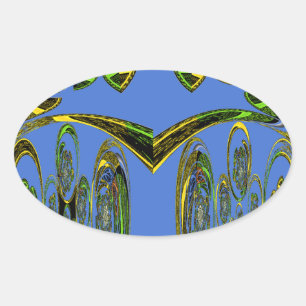 Sticker Ovale Impression d'art Iridescente avec design abstrait 