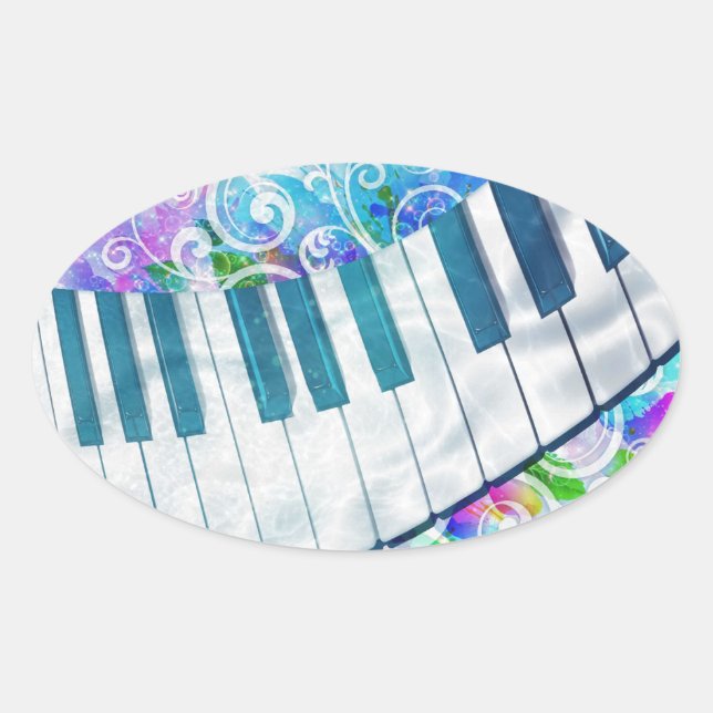 Sticker Ovale Impressionnant effet de lumière de piano circulair (Devant)