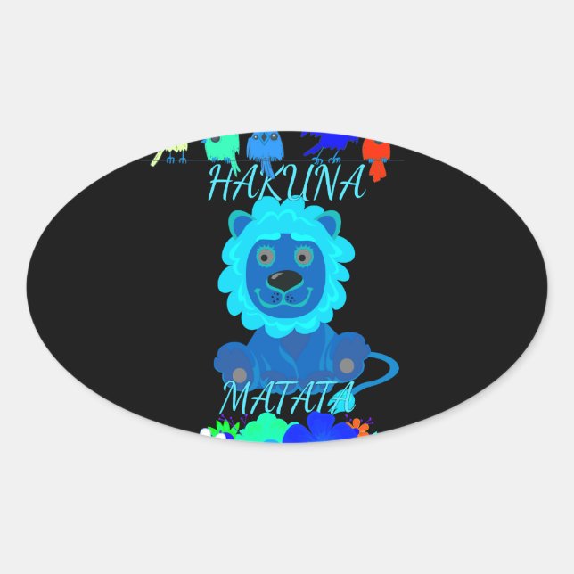 Sticker Ovale Imprimer Hakuna Matata Lion (Devant)