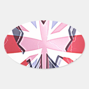 Sticker Ovale Imprimer "I Love UK"