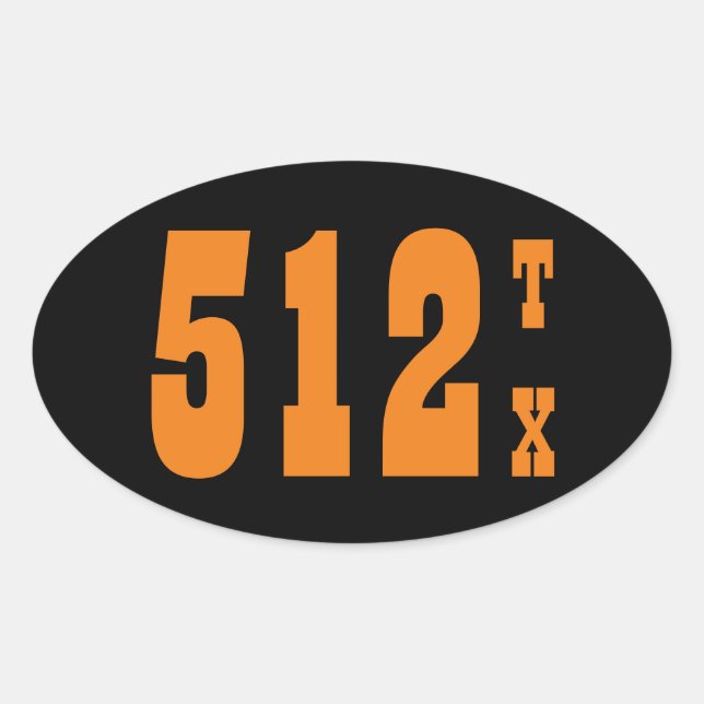 Sticker Ovale Indicatif régional 512 (Austin, TX) (Devant)