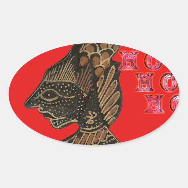 Sticker Ovale Indonesi Shadow Puppet Hohoho Design sur toile rou (Devant)