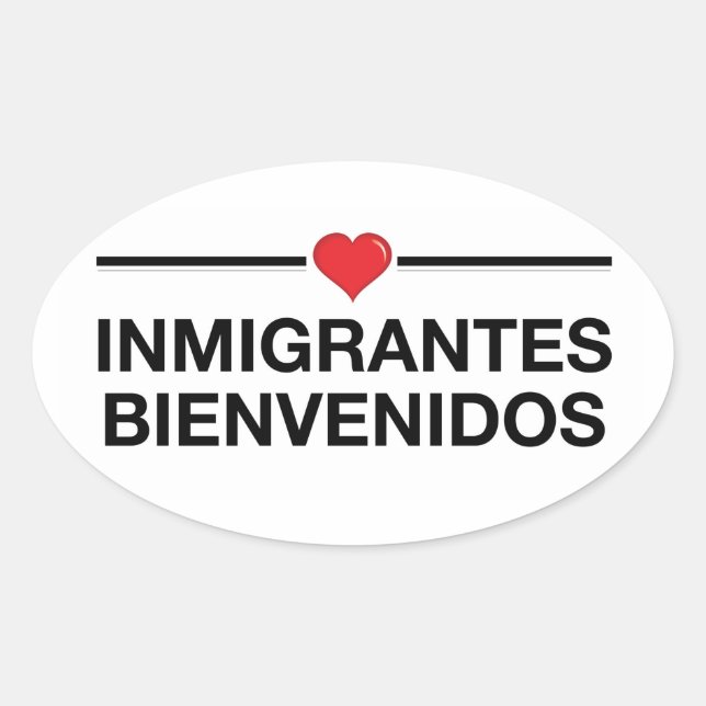 Sticker Ovale inmigrantes Bienvenidos Immigrants Bienvenue (Devant)