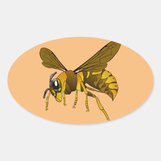 Sticker Ovale insecte guêpe à cornet (Devant)