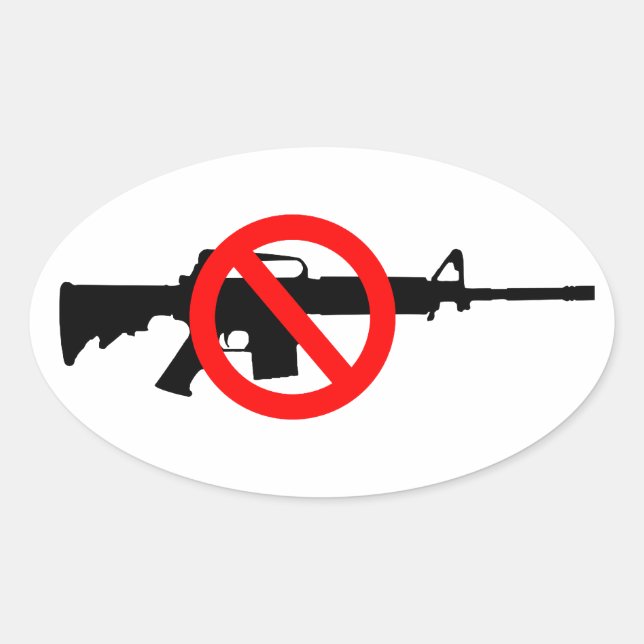 Sticker Ovale Interdire les armes d'assaut (Devant)