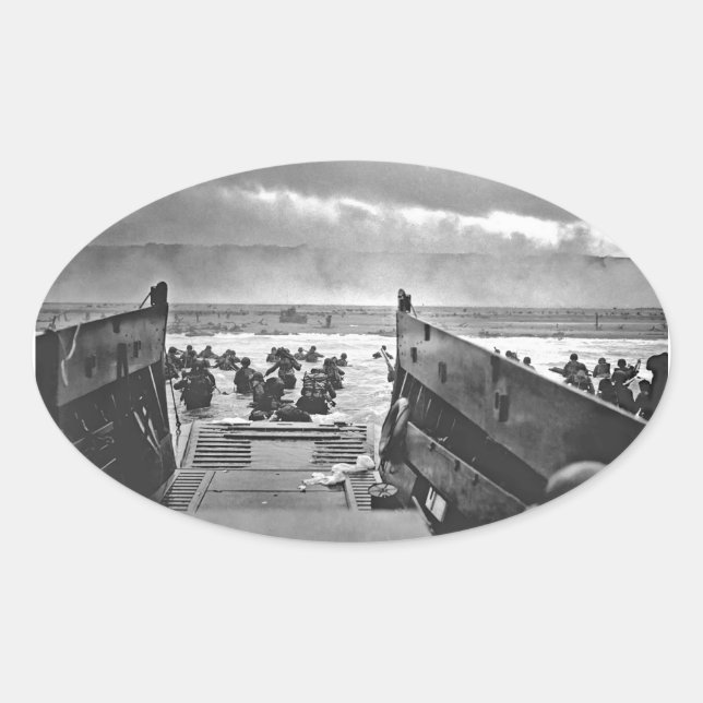 Sticker Ovale Invasion de Normandie au Jour J - 1944 (Devant)