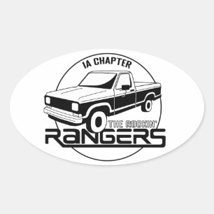 Sticker Ovale Iowa, IA - Chapitre des Rangers de Rockin, Gén pré